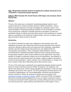 Marginalized graduate students navigating the academy during the COVID-19 pandemic: A phenomenological approach