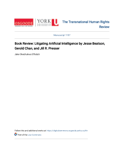 Book Review: Litigating Artificial Intelligence by Jesse Beatson, Gerold Chan, and Jill R. Presser
