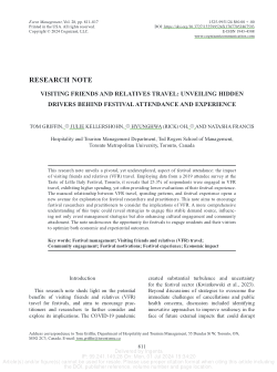 Visiting Friends and Relatives Travel: Unveiling Hidden Drivers Behind Festival Attendance and Experience