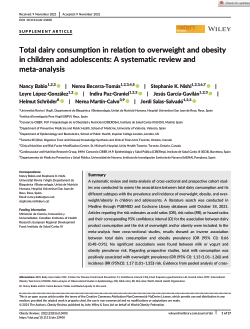 Total dairy consumption in relation to overweight and obesity in children and adolescents: A systematic review and meta-analysis