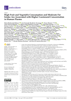 High Fruit and Vegetable Consumption and Moderate Fat Intake Are Associated with Higher Carotenoid Concentration in Human Plasma