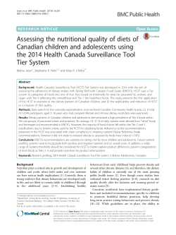Assessing the nutritional quality of diets of Canadian children and adolescents using the 2014 Health Canada Surveillance Tool Tier System