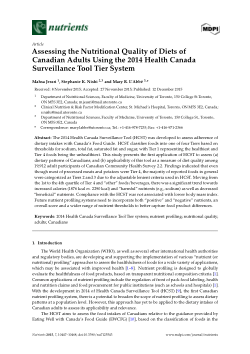Assessing the Nutritional Quality of Diets of Canadian Adults Using the 2014 Health Canada Surveillance Tool Tier System