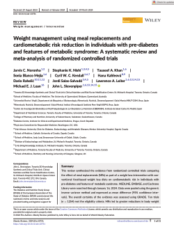 Weight management using meal replacements and cardiometabolic risk reduction in individuals with pre-diabetes and features of metabolic syndrome: A systematic review and meta-analysis of randomized controlled trials