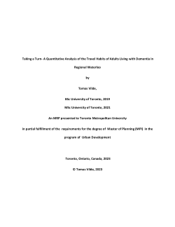Taking a Turn: A Quantitative Analysis of the Travel Habits of Adults Living With Dementia in Regional Waterloo