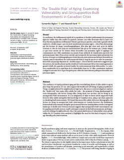 The ‘Double Risk’ of Aging: Examining Vulnerability and (Un)supportive Built Environments in Canadian Cities