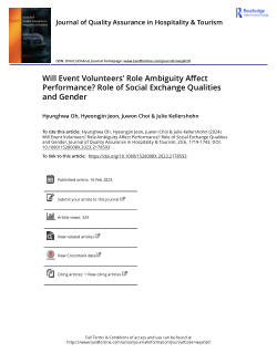 Will Event Volunteers’ Role Ambiguity Affect Performance? Role of Social Exchange Qualities and Gender