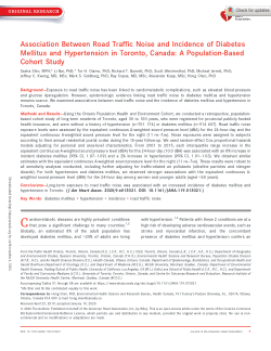 Association Between Road Traffic Noise and Incidence of Diabetes Mellitus and Hypertension in Toronto, Canada: A Population‐Based Cohort Study