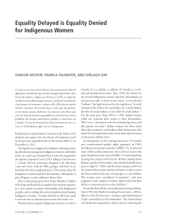 Equality Delayed is Equality Denied for Indigenous Women