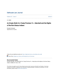 An Empty Shell of a Treaty Promise: R. v. Marshall and the Rights of the Non-Status Indians
