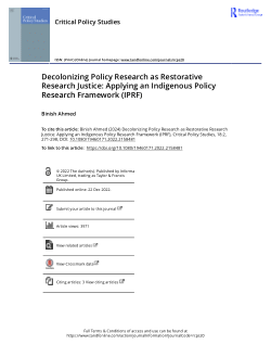 Decolonizing Policy Research as Restorative Research Justice: Applying an Indigenous Policy Research Framework (IPRF)