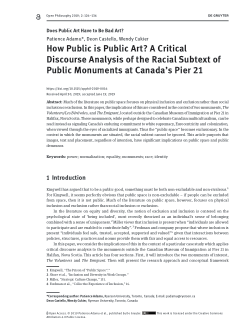 How Public is Public Art? A Critical Discourse Analysis of the Racial Subtext of Public Monuments at Canada’s Pier 21