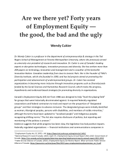 Are we there yet? Forty years of Employment Equity - the good, the bad and the ugly