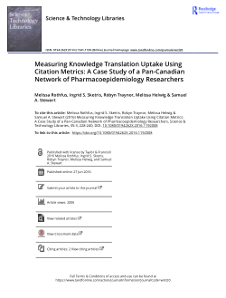 Measuring Knowledge Translation Uptake Using Citation Metrics: A Case Study of a Pan-Canadian Network of Pharmacoepidemiology Researchers