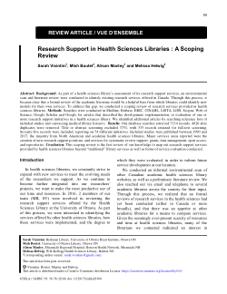 Research Support in Health Sciences Libraries: A Scoping Review