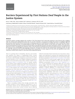 Barriers Experienced by First Nations Deaf People in the Justice System