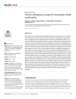 Tourist willingness to pay for local green hotel certification