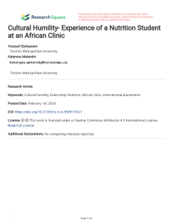 Cultural Humility- Experience of a Nutrition Student at an African Clinic