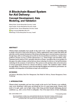 A Blockchain-based System for Aid Delivery: Concept Development, Data Modeling, and Validation