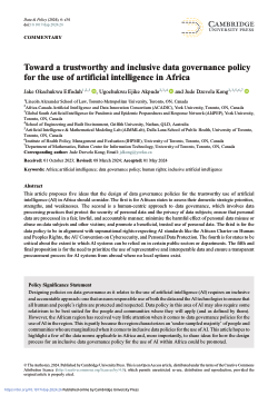 Toward a trustworthy and inclusive data governance policy for the use of artificial intelligence in Africa