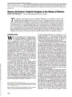 Slavery and Oratory: Frederick Douglass in the History of Rhetoric