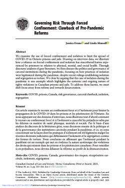 Governing Risk Through Forced Confinement: Clawback of Pre-Pandemic Reforms