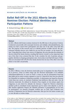 Ballot Roll-Off in the 2021 Alberta Senate Nominee Election: Political Identities and Participation Patterns