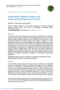 Vulnerability of Asylum Seekers and Undocumented Migrants in Toronto