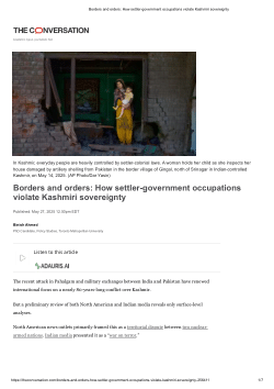 Borders and Orders: How settler-government Occupations Violate Kashmiri Sovereignty