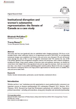 Institutional disruption and women’s substantive representation: the Senate of Canada as a case study