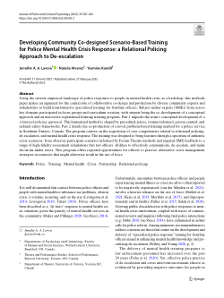 Developing Community Co-designed Scenario-Based Training for Police Mental Health Crisis Response: a Relational Policing Approach to De-escalation