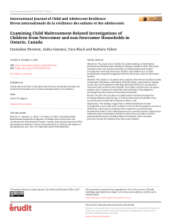 Examining Child Maltreatment-Related Investigations of Children from Newcomer and non-Newcomer Households in Ontario, Canada