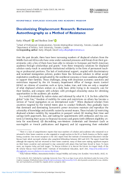 Decolonizing Displacement Research: Betweener Autoethnography as a Method of Resistance
