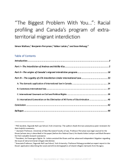 “The Biggest Problem With You…”: Racial Profiling and Canada’s Program of Extra-Territorial Migrant Interdiction