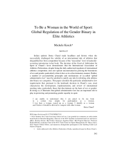 To Be a Woman in the World of Sport: Global Regulation of the Gender Binary in Elite Athletics