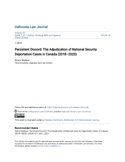 Persistent Discord: The Adjudication of National Security Deportation Cases in Canada (2018–2020)