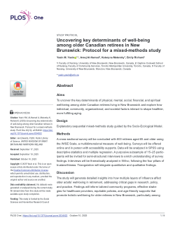 Uncovering key determinants of well-being among older Canadian retirees in New Brunswick: Protocol for a mixed-methods study