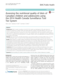 Assessing the nutritional quality of diets of Canadian children and adolescents using the 2014 Health Canada Surveillance Tool Tier System
