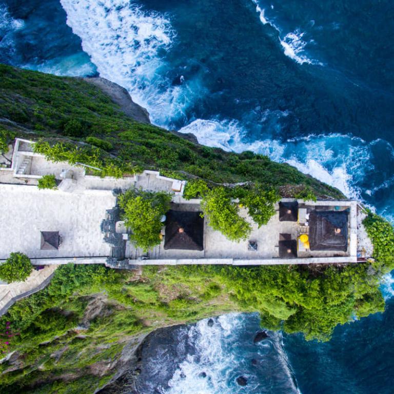 Aerial shot of the water