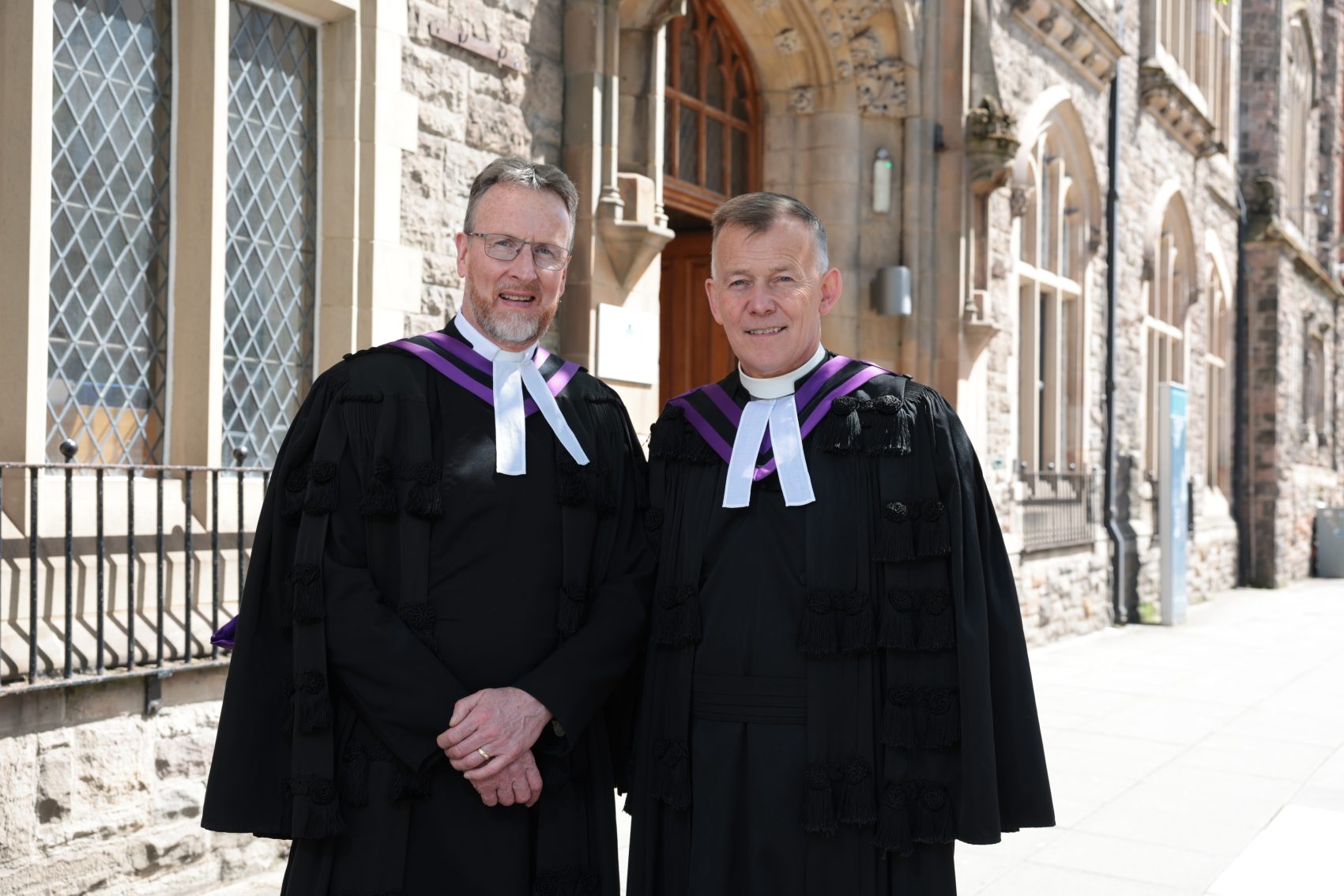 GA26 Lto R the Rt Rev Dr Richard Kerr and Very Rev Dr Richard Murray outside Assembly Buildings Press Eye