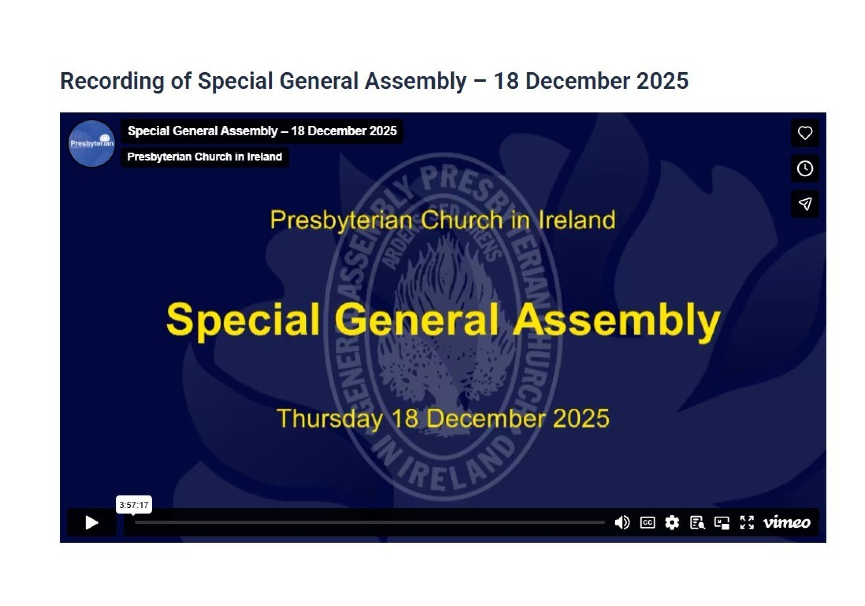 Recording of the Special General Assembly