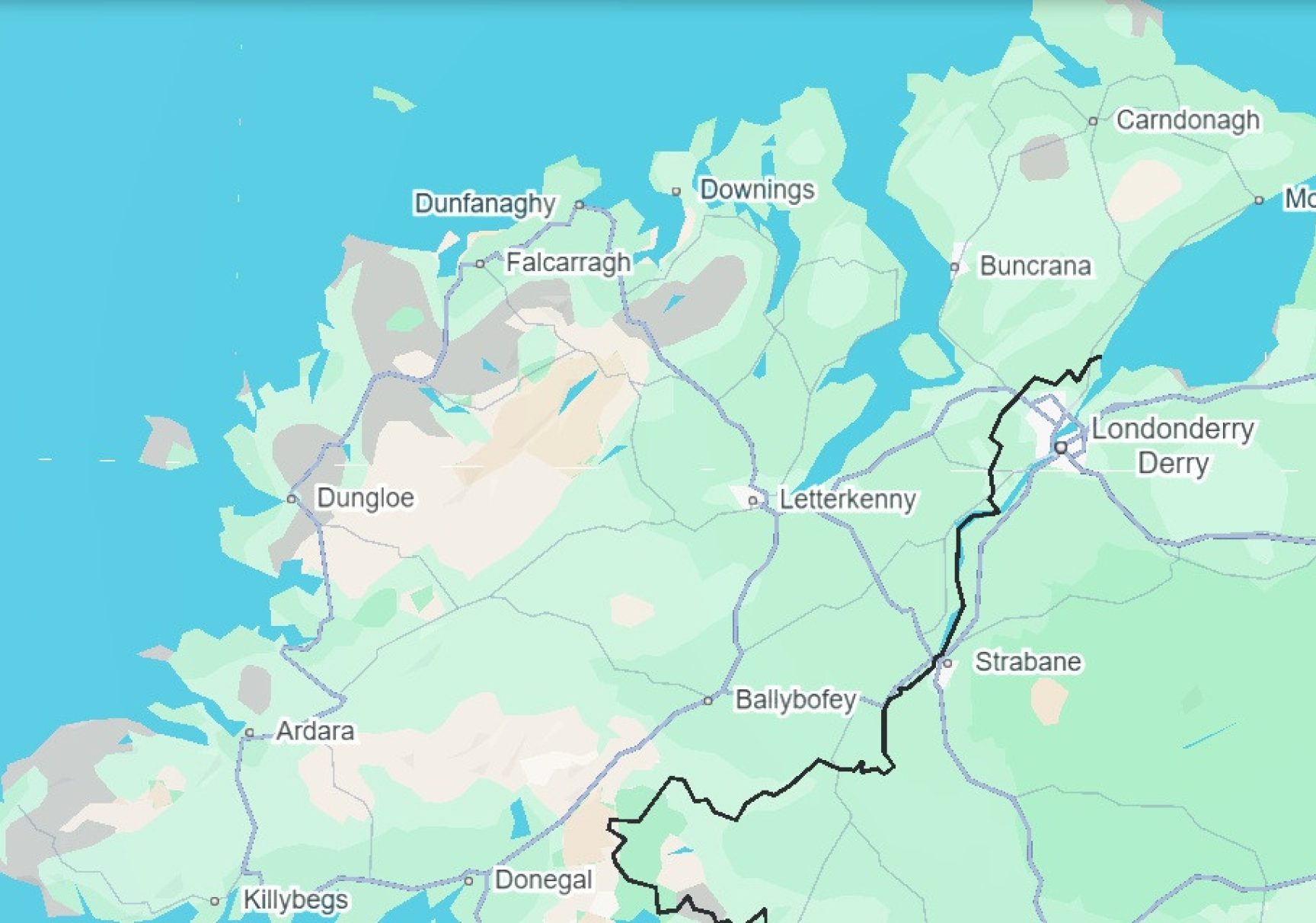 Googel Earth Derry and Donegal
