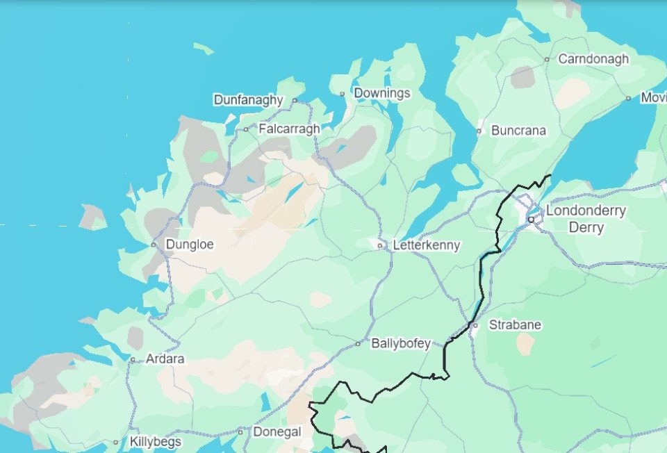 Googel Earth Derry and Donegal