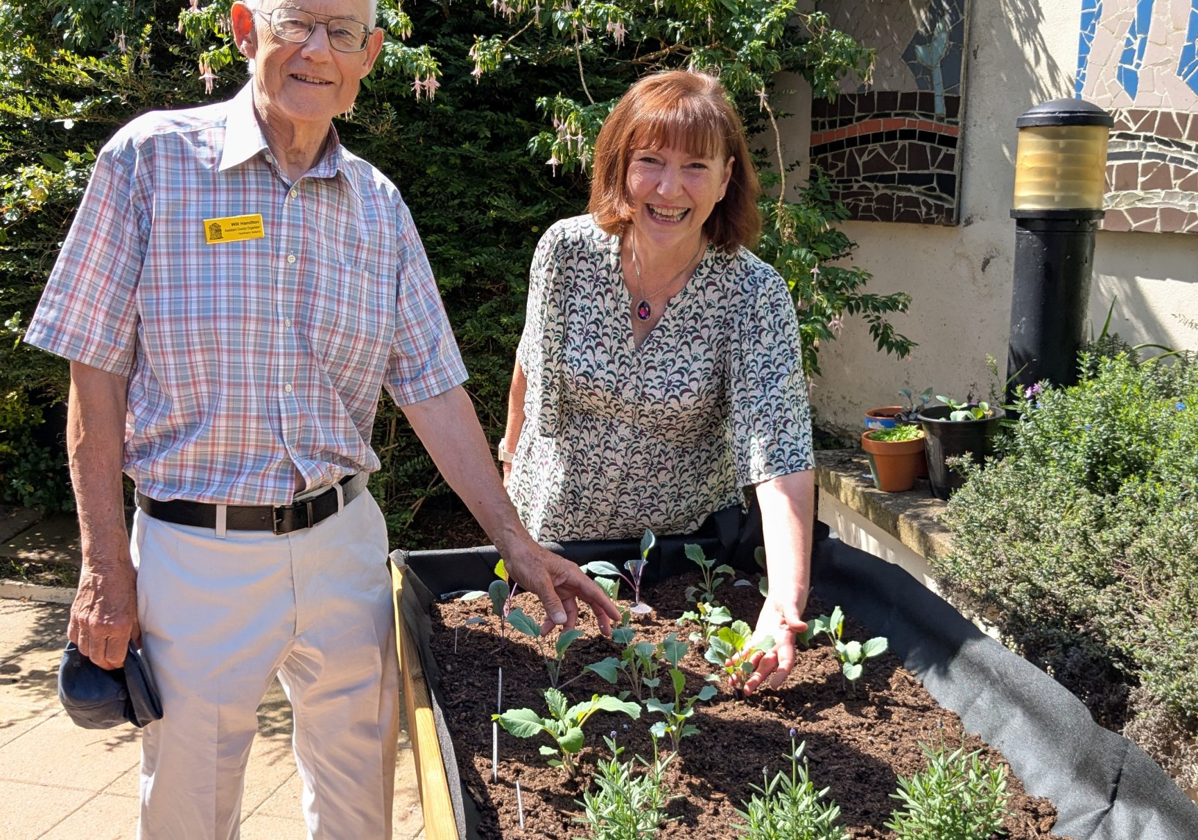 NGS 2 William Hamilton and Frances Craig with one of the raised troughs provided by the NGS grant
