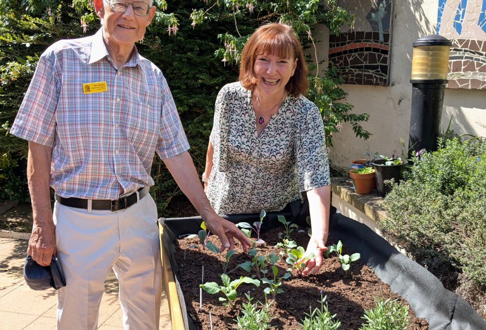 NGS 2 William Hamilton and Frances Craig with one of the raised troughs provided by the NGS grant
