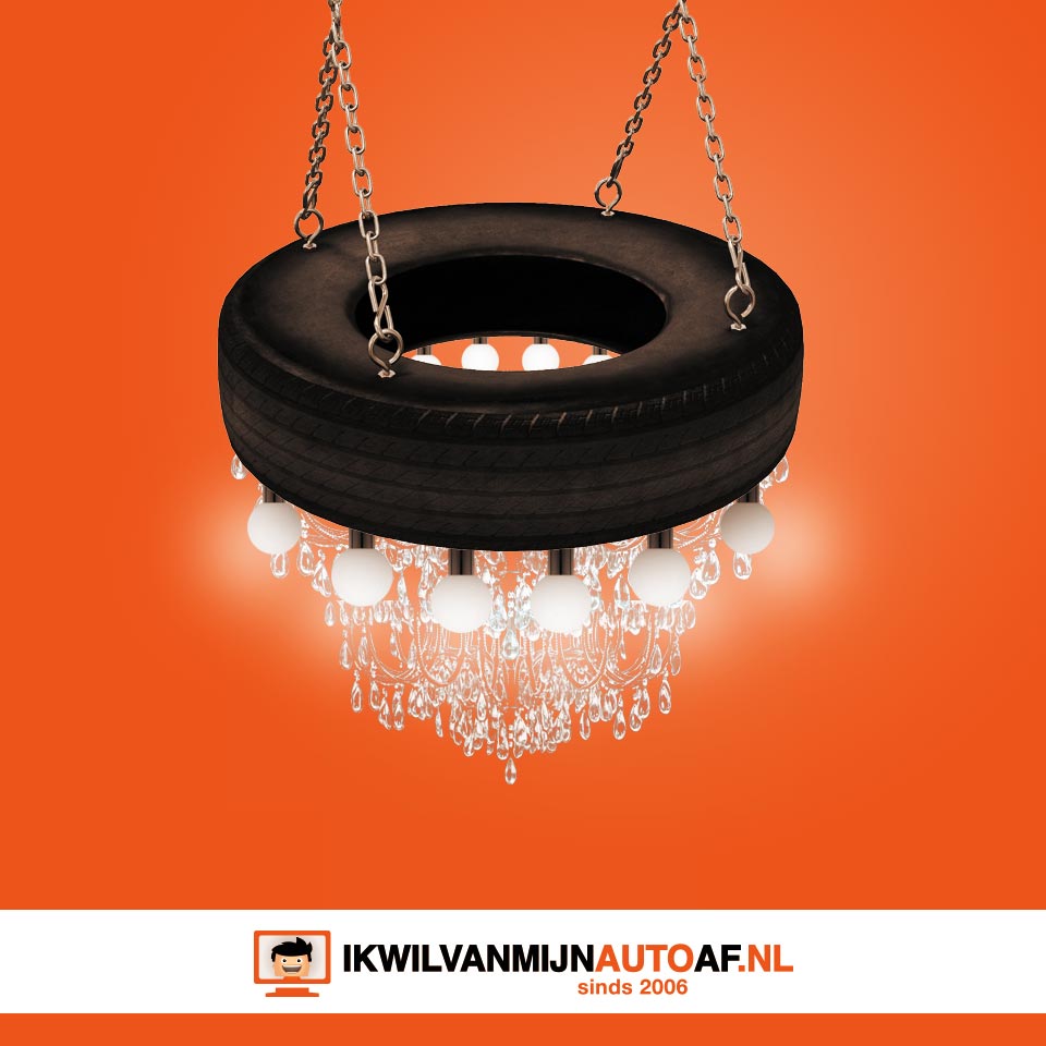 Autoband als kroonluchter
