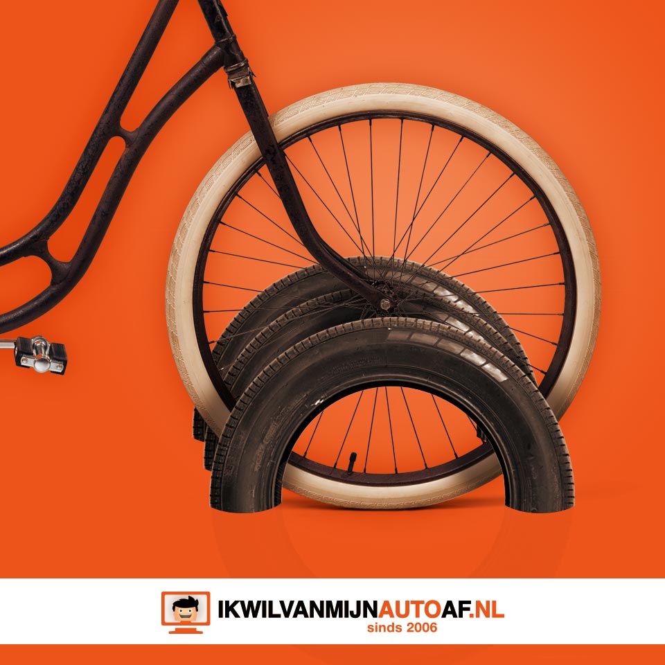 Fietsenrek van oude banden