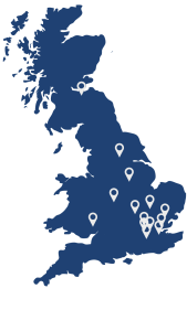 Map of training schools across UK