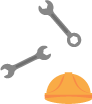 An image of two screwdriver's & a hard hat.