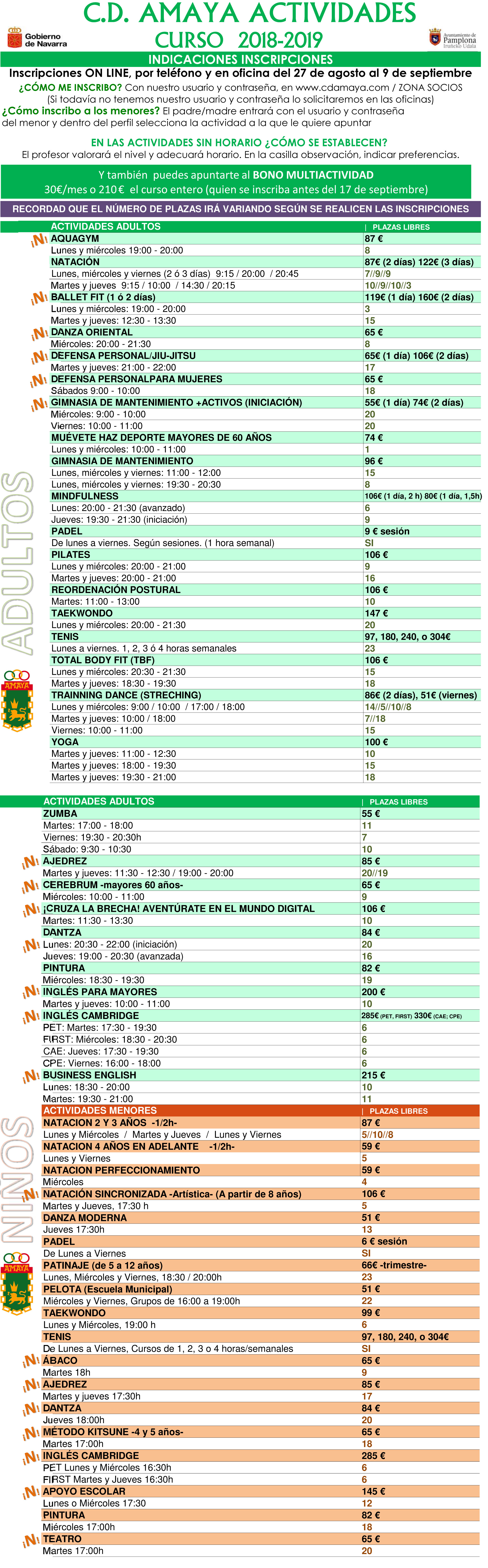 Plazas Libres Act Inv 18-19
